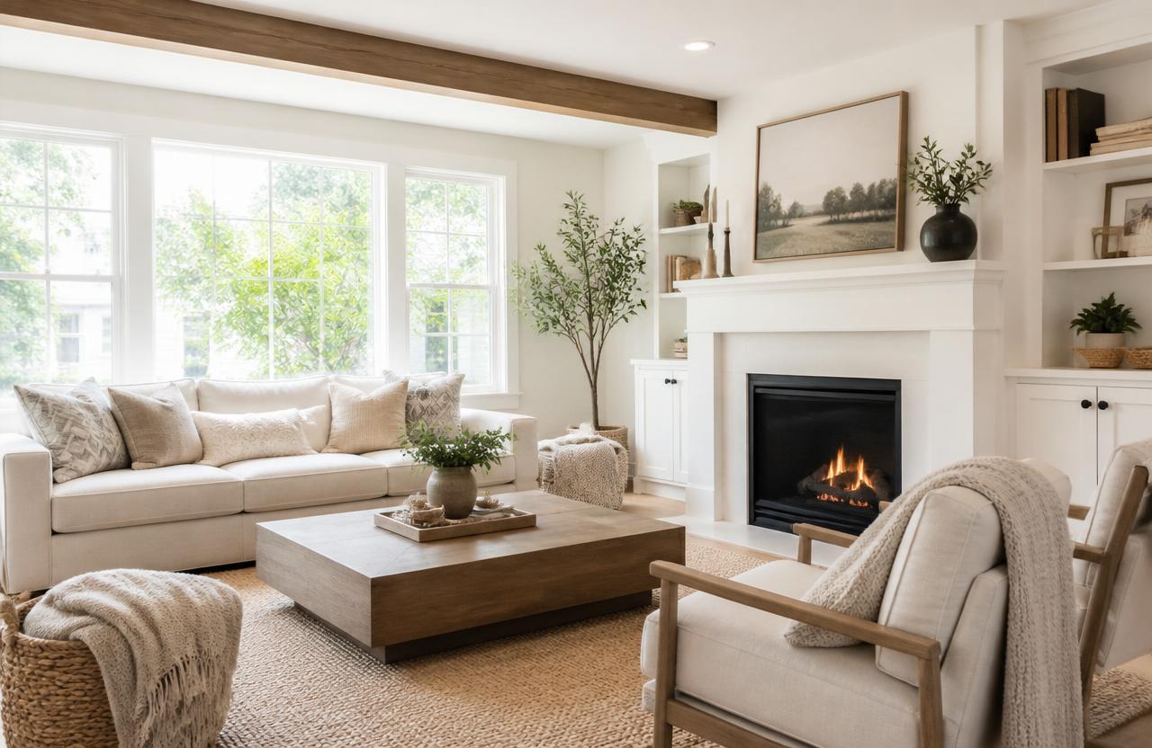 Bright, welcoming living room representing the homes Hussam helps clients find